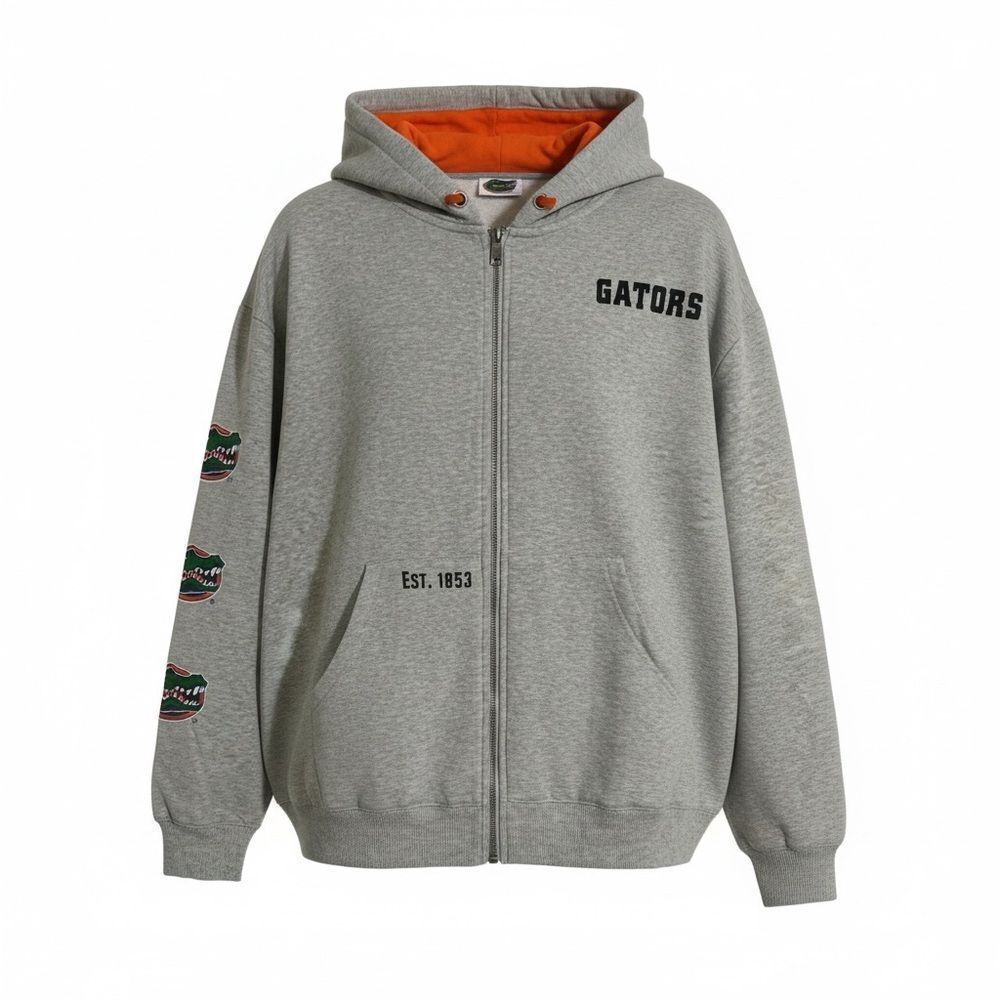 Women's WEAR by Erin Andrews Heather Gray Florida Gator Full Zip-Up Hoodie XXL